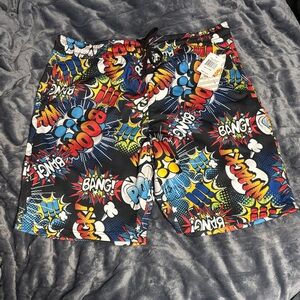 Comic Style Men's Athletic Shorts - Black